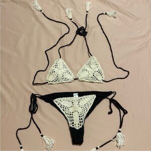 Andi Bagus crochet black and white bikini